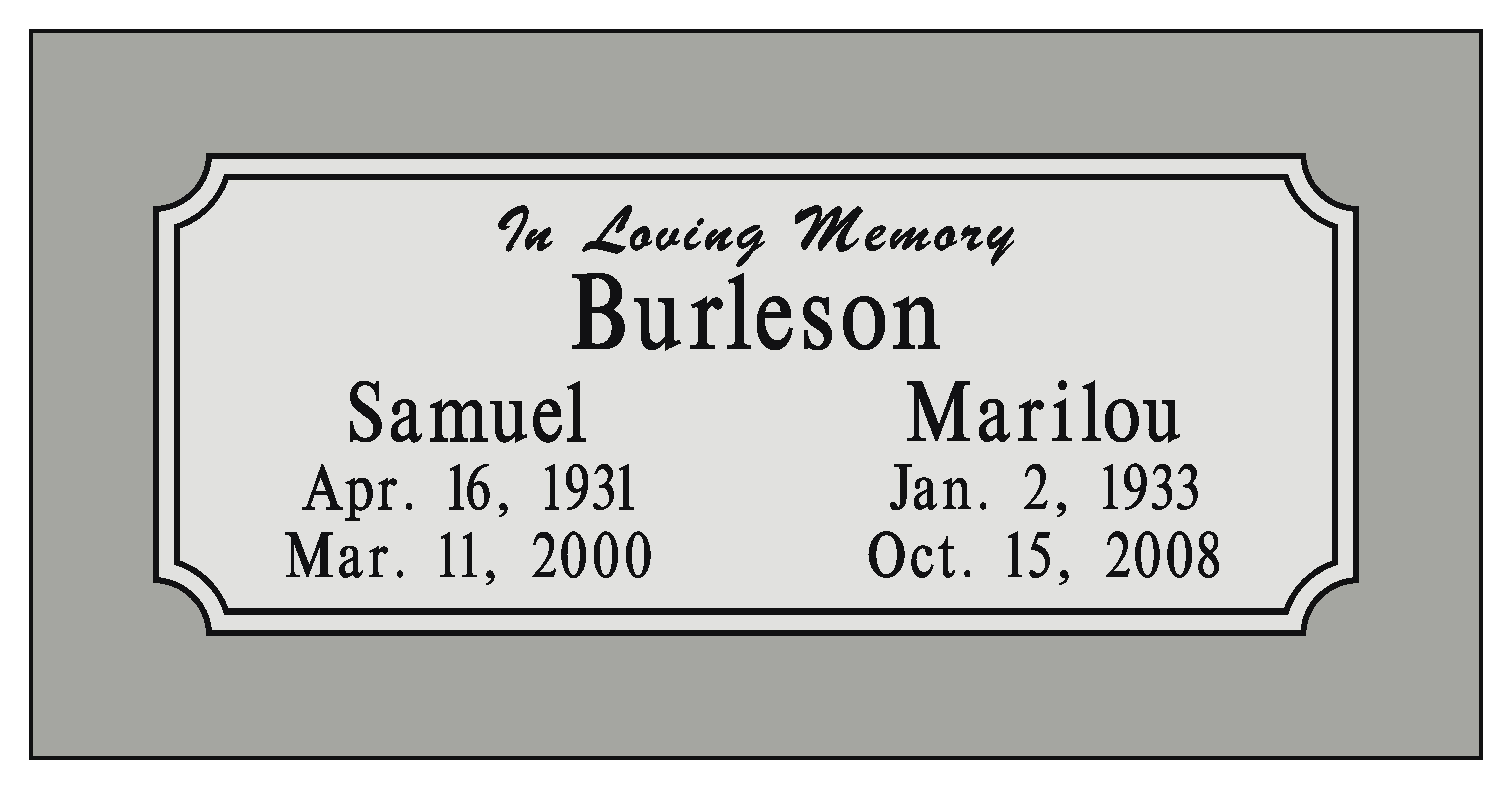 Burleson Monuments, Double Interment Grave Marker Designs, www.burlesonmonuments.com