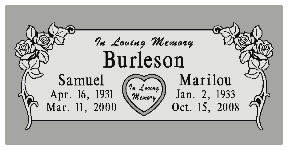 Burleson Monuments, Double Interment Grave Marker Designs, www.burlesonmonuments.com