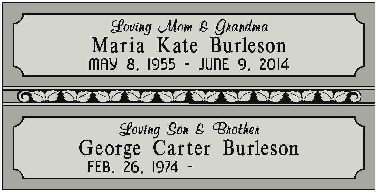 Burleson Monuments, Double Interment Grave Marker Designs, www.burlesonmonuments.com