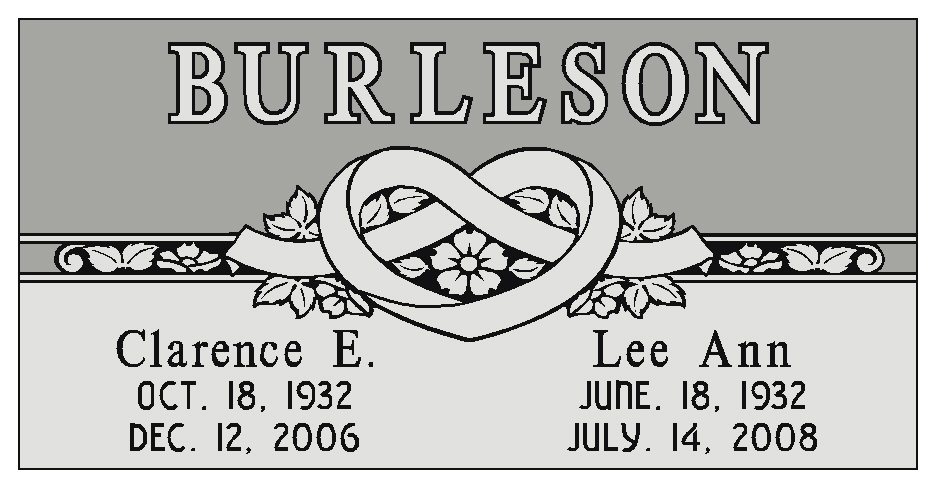 Burleson Monuments, Double Interment Grave Marker Designs, www.burlesonmonuments.com