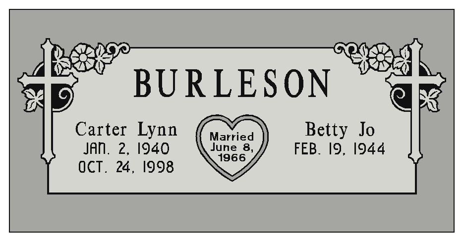 Burleson Monuments, Double Interment Grave Marker Designs, www.burlesonmonuments.com